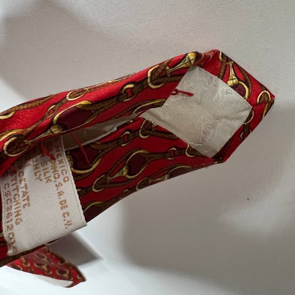 Scappino Men’s Necktie 4” Red & Gold Silk Neck Tie Bridal Bits - Picture 10 of 10